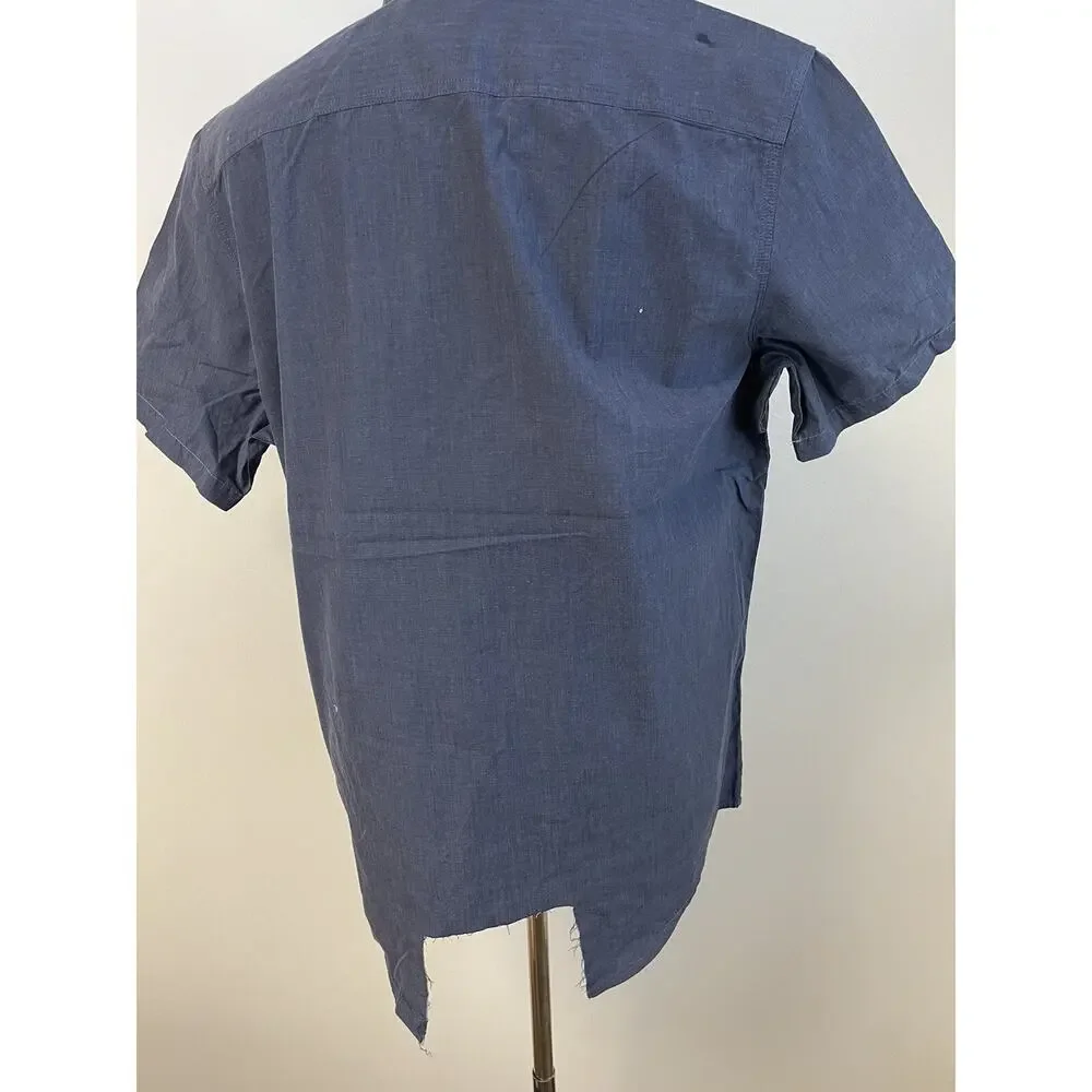 PME Legend Shirt Mens Large Button Up Defect Open Front Blue Factory Seconds N47